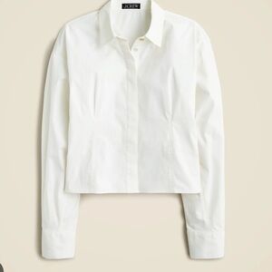 J. Crew Factory White Cropped Button-Down Shirt